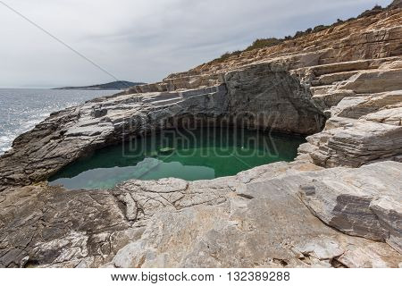 Clean waters of Giola Natural Pool in Thassos island, East Macedonia and Thrace, Greece