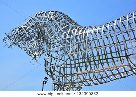 BROMONT QUEBEC CANADA JUNE 01 2016: By Mathieu Isabelle new statue in Bromont. The home of the Parc equestre Olympique de Bromont, equestrian park.