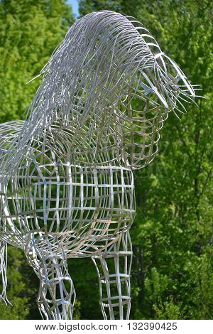 BROMONT QUEBEC CANADA JUNE 01 2016: By Mathieu Isabelle new statue in Bromont. The home of the Parc equestre Olympique de Bromont, equestrian park.