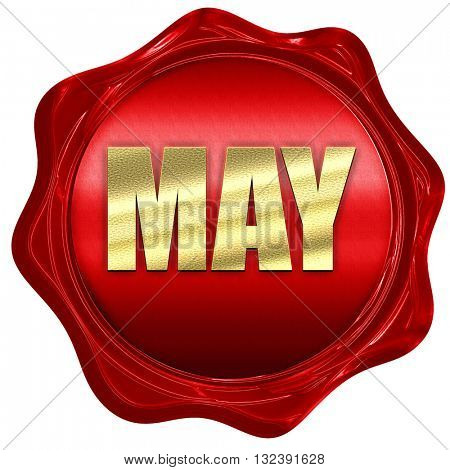 may, 3D rendering, a red wax seal
