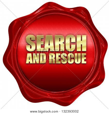 search and resue, 3D rendering, a red wax seal