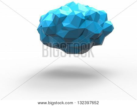 3d illustration of simple cloud. low poly triangles and polygons style. icon for game web. blue texture color. white background isolated with shadow. simple to use.