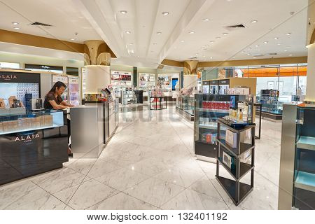 KUALA LUMPUR, MALAYSIA - MAY 09, 2016: inside of Suria KLCC shopping mall in Petronas Twin Towers. Suria KLCC is one of the largest shopping malls in Malaysia