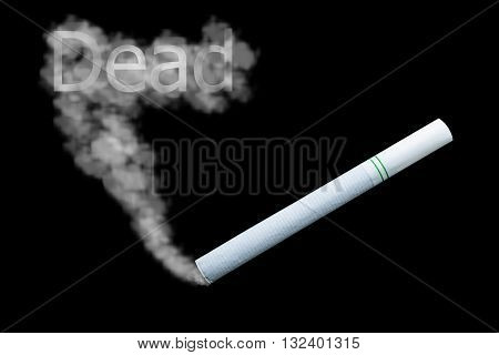 smoking cigarette on black background.Stop smoking concept.