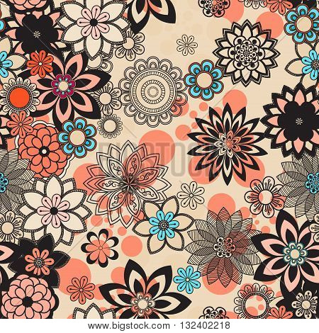 Mandala pattern floral elements decorative ornament. Seamless pattern background. Arab Asian ottoman motifs. Vector illustration