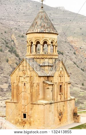 Ancient monastery Noravank in the mountains in Amaghu valley, Armenia. Was founded in 1205. 