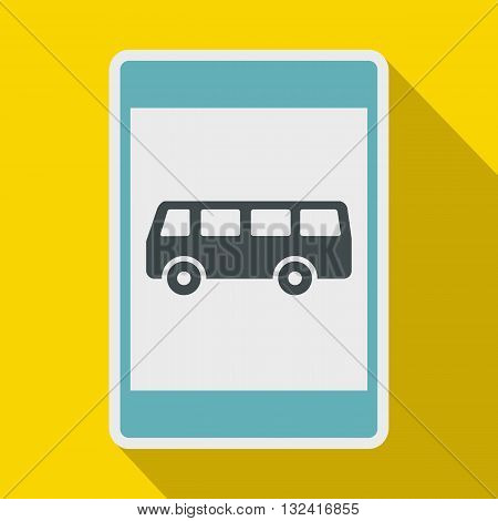 Bus stop sign icon in flat style on a yellow background