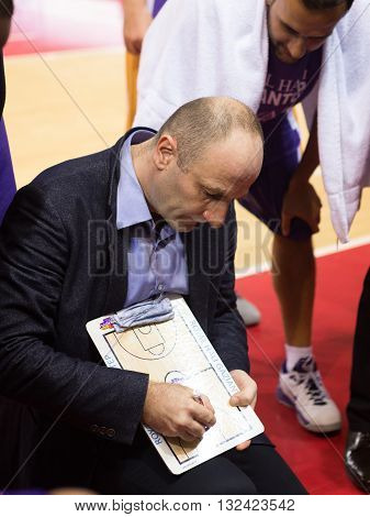 Bc Royal Hali Gaziantep Head Coach Aziz Bekir During A Timeout
