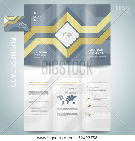 brochure design template vector folder leaflet geometric abstract grach diagram blue line grey background block for images