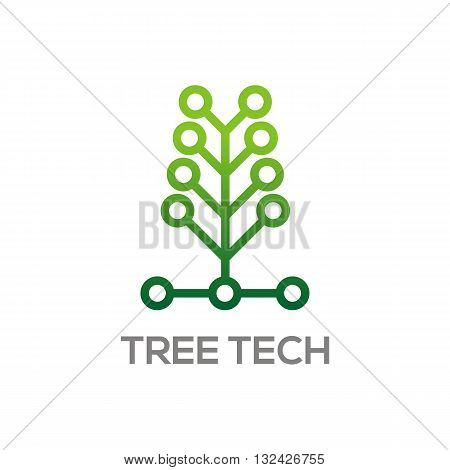 Logo abstract green tree connection vector symbol