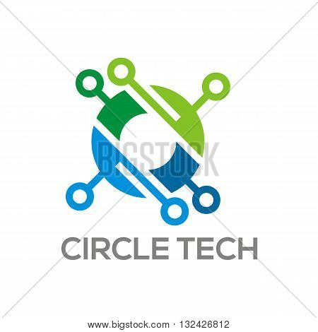 Logo abstract circle connection technology vector symbol