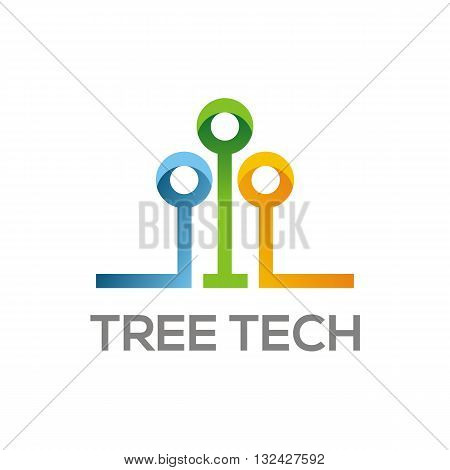 design symbol tree technology connection icon vector