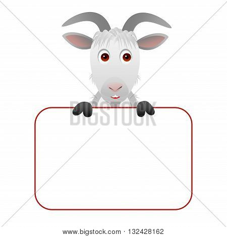 Clipart picture of a goat cartoon character holding a blank board.