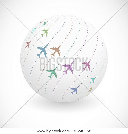 Globo con segno di piano. Illustrazione vettoriale.