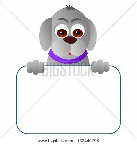 Clipart picture of a dog cartoon character holding a blank board.