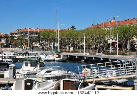 Saint Raphael; France - april 14 2016 : boats in the marina