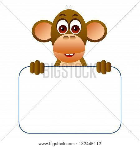 Clipart picture of a monkey cartoon character holding a blank board.