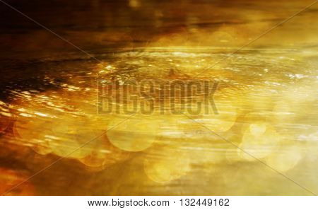 Sparkle Ans Shining Bokeh On Golden River Or Stream Water Surface With Luxury Romantic Abstract Back
