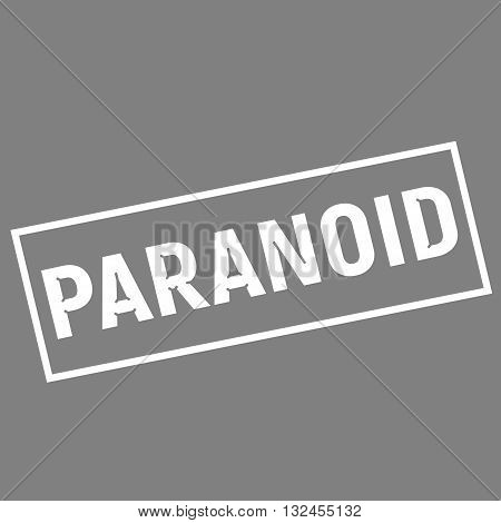 PARANOID white wording on rectangle gray background