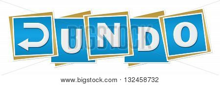 Undo concept image with text and symbol over blue background.