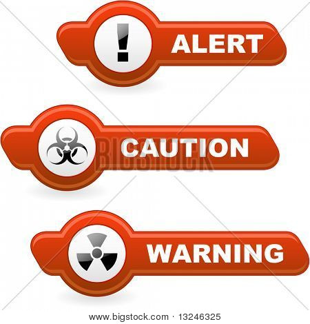 Warning vector button set.