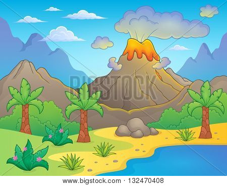 Prehistoric theme landscape 1 - eps10 vector illustration.