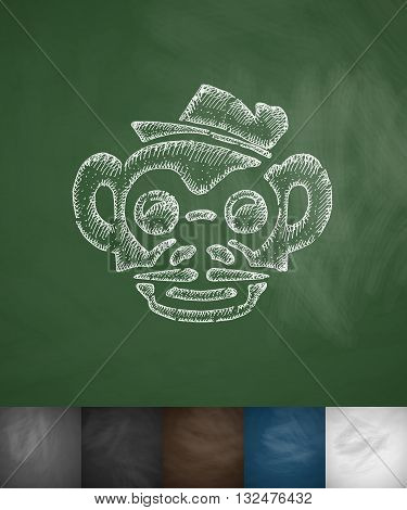 hipster monkey icon. Hand drawn vector illustration. Chalkboard Design