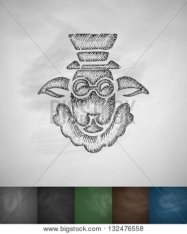 hipster sheep icon. Hand drawn vector illustration. Chalkboard Design