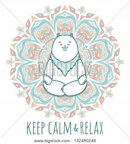 Meditative Animals series. Animal figures seated in the lotus position. Good for design of postcards printed materials for those who are engaged in yoga. All figures are isolated.