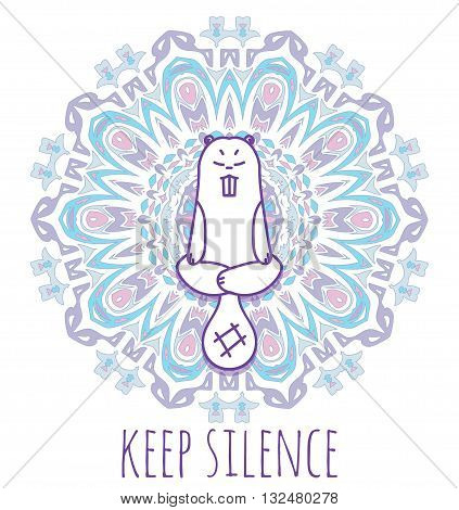Meditative Animals series. Animal figures seated in the lotus position. Good for design of postcards printed materials for those who are engaged in yoga. All figures are isolated.
