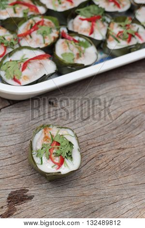 steamed fish with curry paste is delicious
