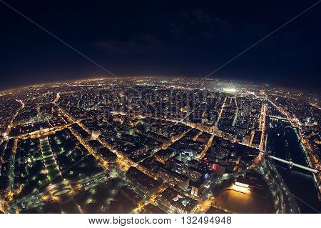 panorama of french capital view from above;