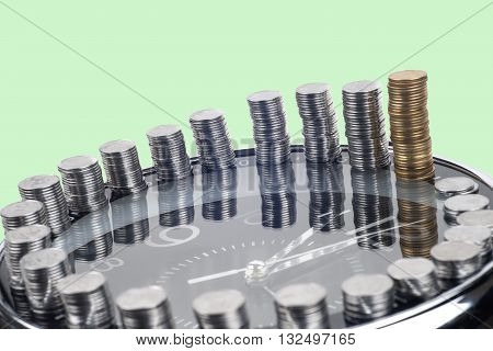 Clock and money. Time is money concept.