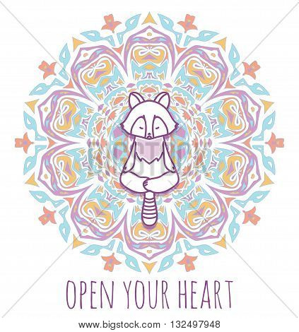 Meditative Animals series. Animal figures seated in the lotus position. Good for design of postcards printed materials for those who are engaged in yoga. All figures are isolated.