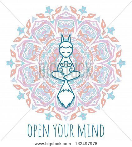 Meditative Animals series. Animal figures seated in the lotus position. Good for design of postcards printed materials for those who are engaged in yoga. All figures are isolated.