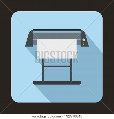 Large format inkjet printer icon in flat style on a blue background