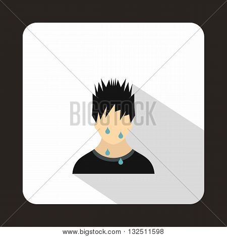 Sweaty man icon in flat style on a white background