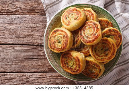 Tasty Indian Potato Roll Close-up On A Plate. Horizontal Top View