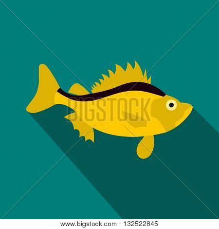 Ruff fish icon in flat style with long shadow. Sea and ocean symbol