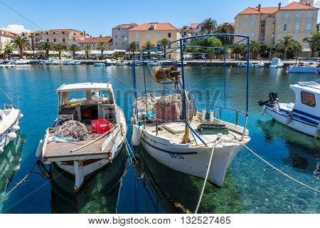 Brac Croatia - May 07 2016: Supetar harbor Brac Island