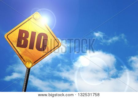 bio, 3D rendering, glowing yellow traffic sign 