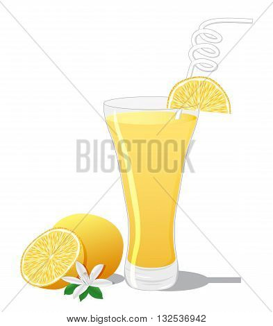 Screwdriver cocktail with orange slice isolated on white background
