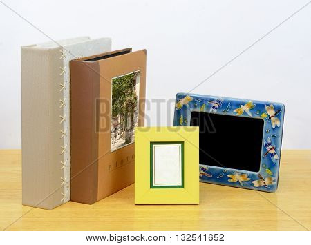 Photo frames and albums. Suitable for printing services and photographic shop