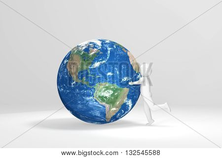 3d Man hugs Earth - America Edition