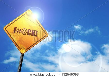 f, 3D rendering, glowing yellow traffic sign 