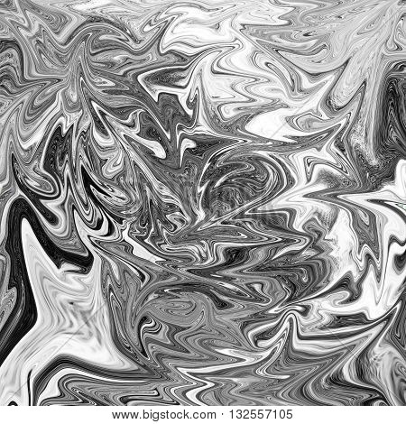 Abstract marble texture. Black and white background. Handmade technique.