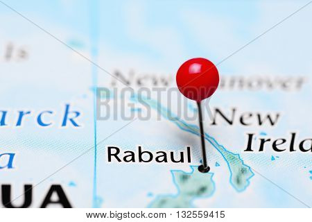 Rabaul pinned on a map of Papua New Guinea