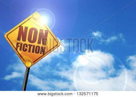 non fiction, 3D rendering, glowing yellow traffic sign 