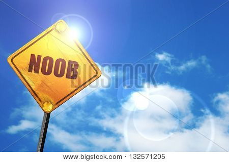 noob, 3D rendering, glowing yellow traffic sign 