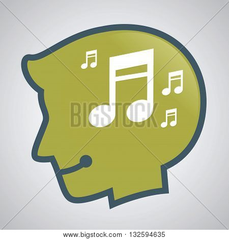 Vector stock of human head silhouette with musical note inside